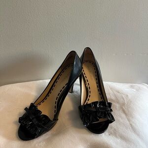 Enzo Angiolini Black Patent Leather Peep-toe Pumps